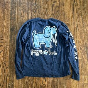 Puppie love long sleeve navy and camouflage shirt